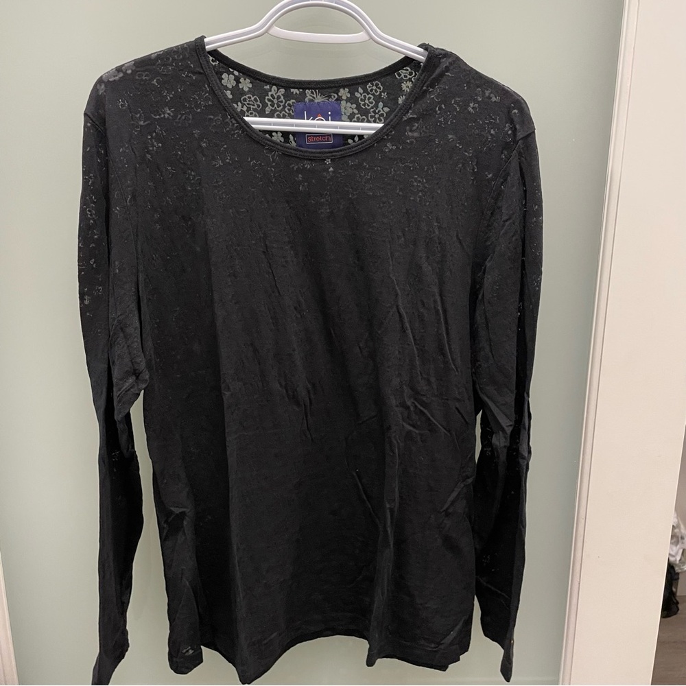 koi Stretch XL Flower Burnout Long Sleeve Underscrub